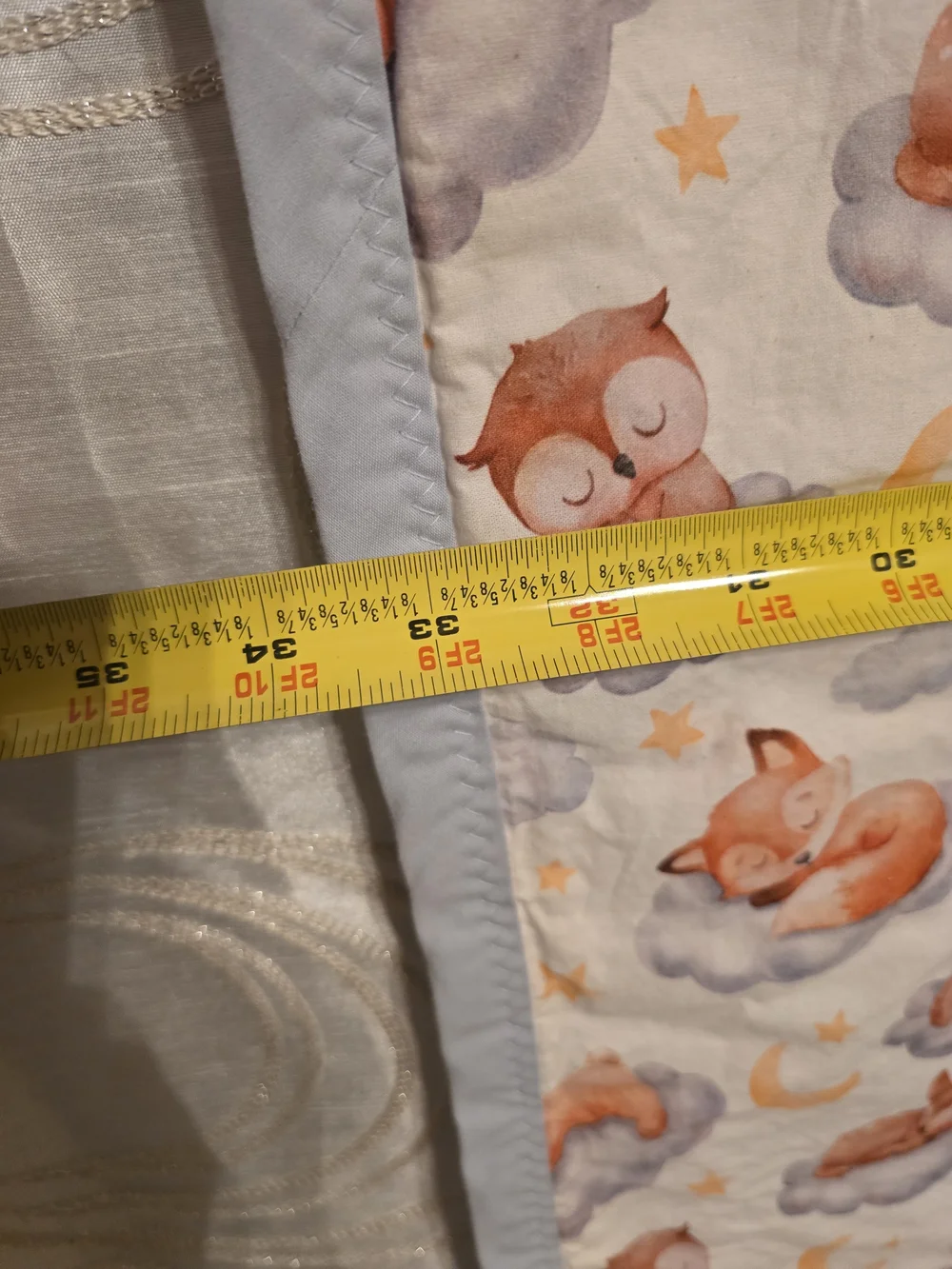 Unbranded Baby Bear & Cloud Printed Cream Blanket with Blue Trim